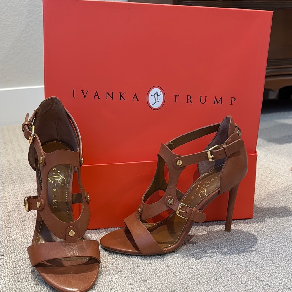 Ivanka Trump Brown Leather Heels Sophisticated Design